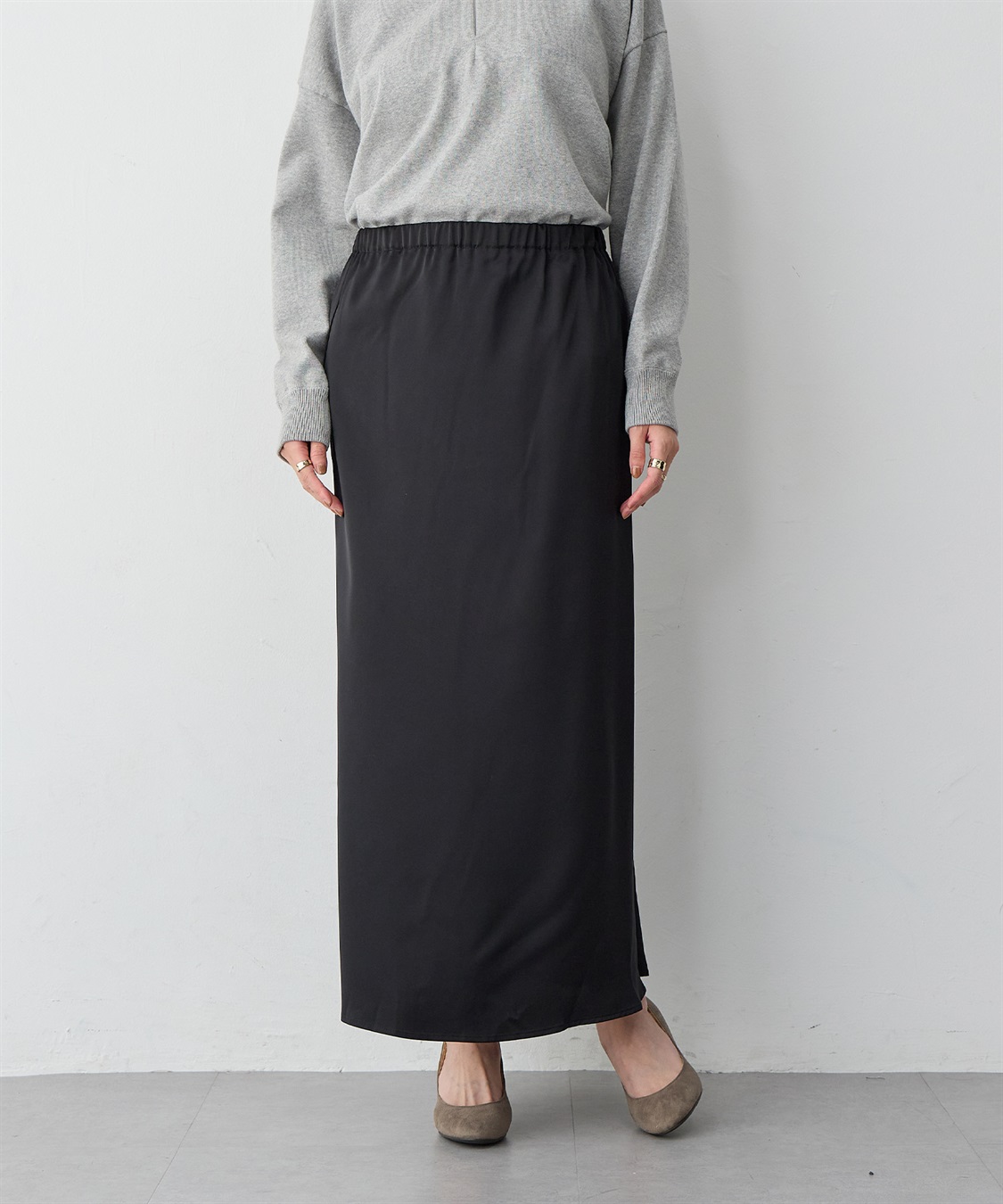 anyfee 【anyfee/大きいサイズ】サテンマーメイドナロースカート_sub_1