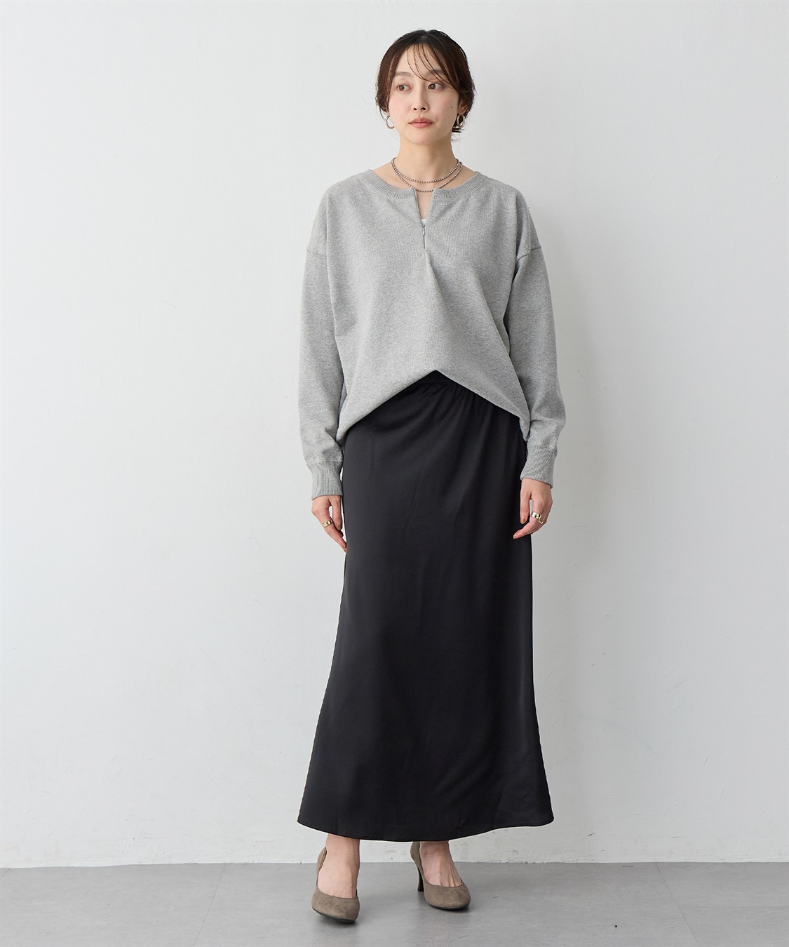 anyfee 【anyfee/大きいサイズ】サテンマーメイドナロースカート_sub_11