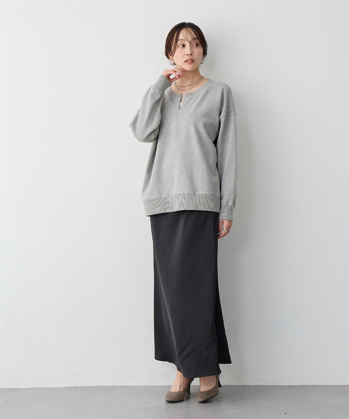 anyfee 【anyfee/大きいサイズ】サテンマーメイドナロースカート_sub_23