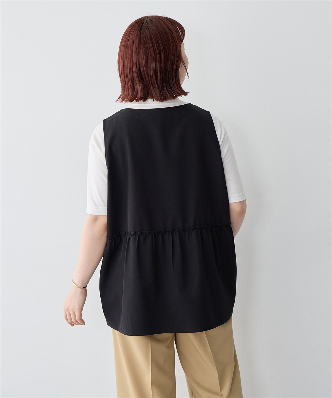 Life Style by cross marche 【anyfee/大きいサイズ】杢調フロントジップペプラムジレ_sub_23