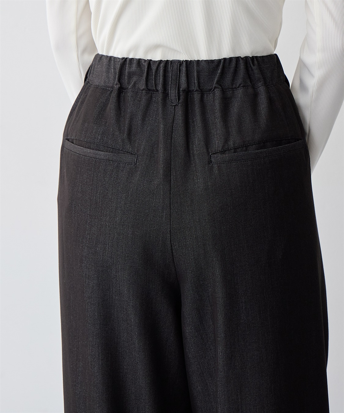 Life Style by cross marche 【anyfee/大きいサイズ】デニムライクタック入りイージーワイドパンツ《低身長サイズ有》_sub_9