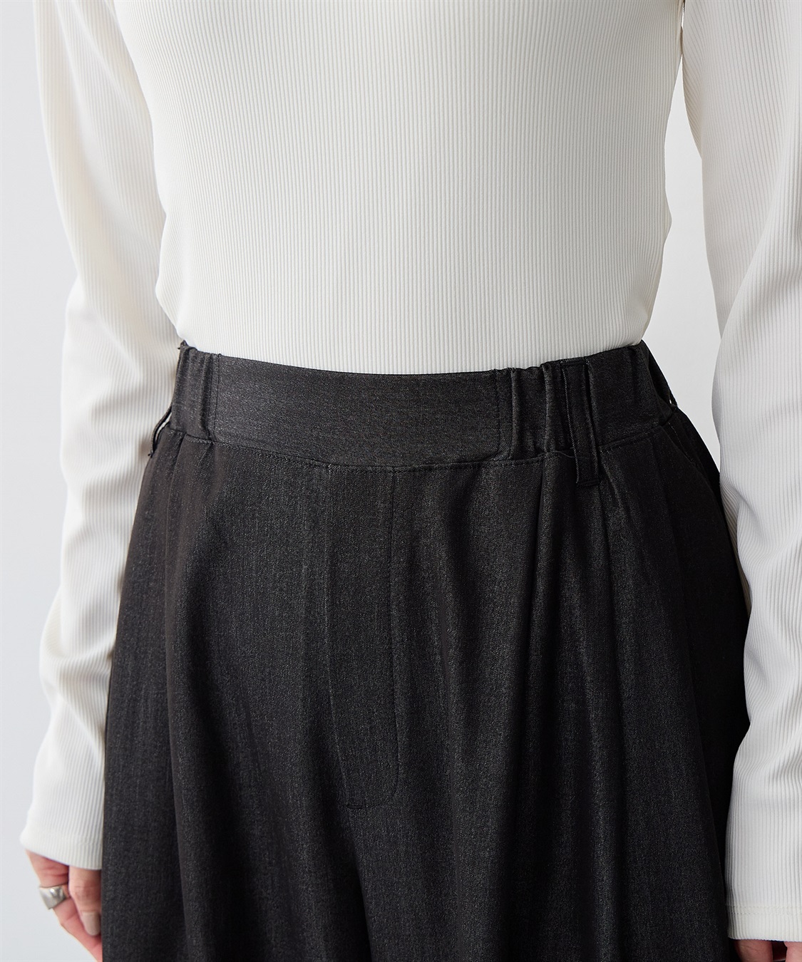 Life Style by cross marche 【anyfee/大きいサイズ】デニムライクタック入りイージーワイドパンツ《低身長サイズ有》_sub_11