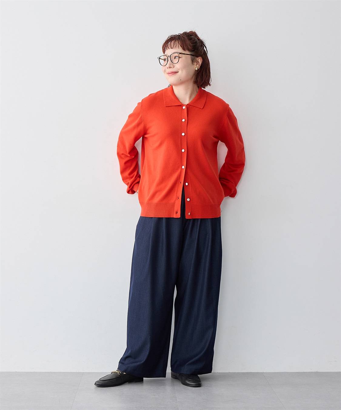 Life Style by cross marche 【anyfee/大きいサイズ】デニムライクタック入りイージーワイドパンツ《低身長サイズ有》_sub_13