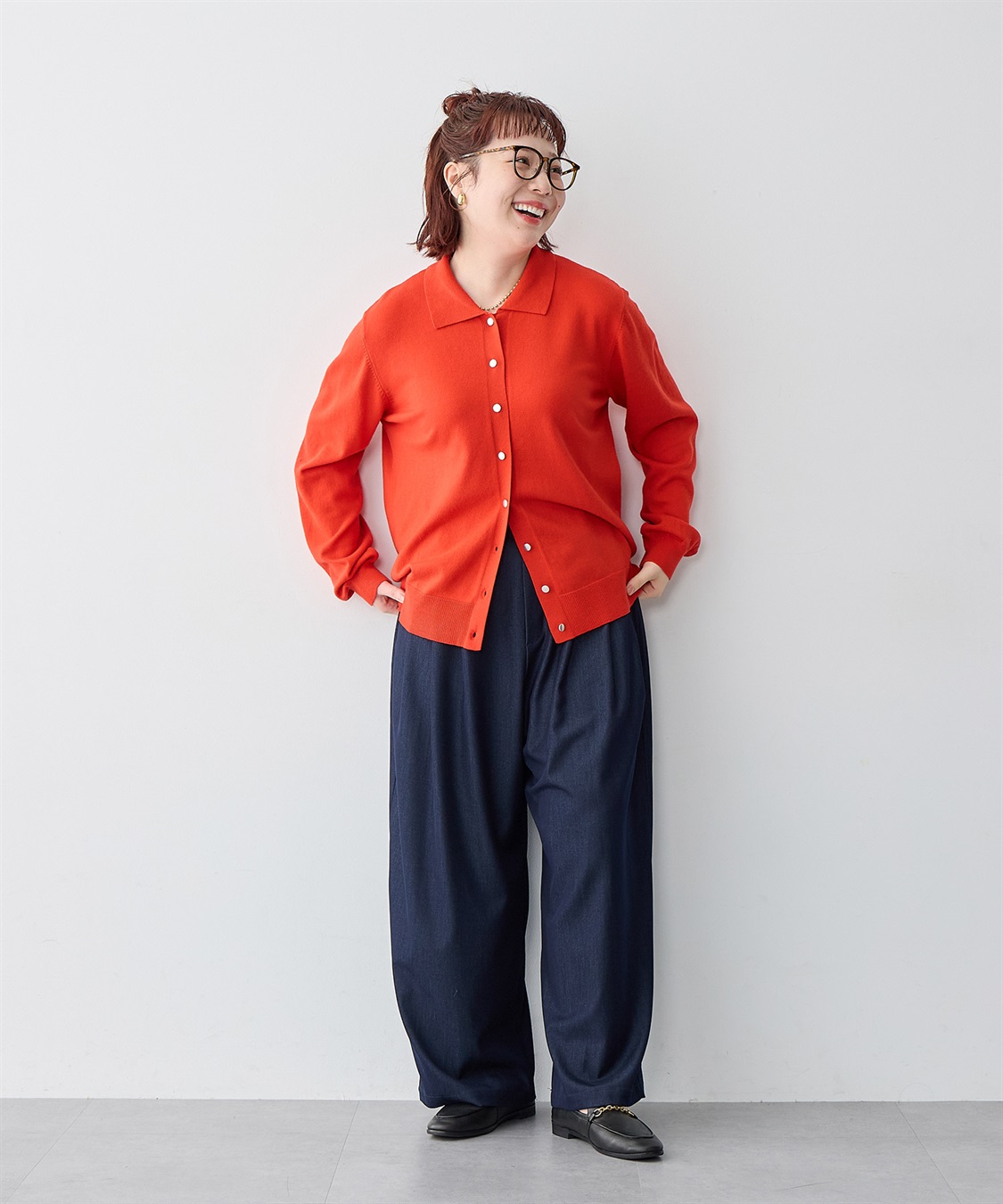 Life Style by cross marche 【anyfee/大きいサイズ】デニムライクタック入りイージーワイドパンツ《低身長サイズ有》_sub_14