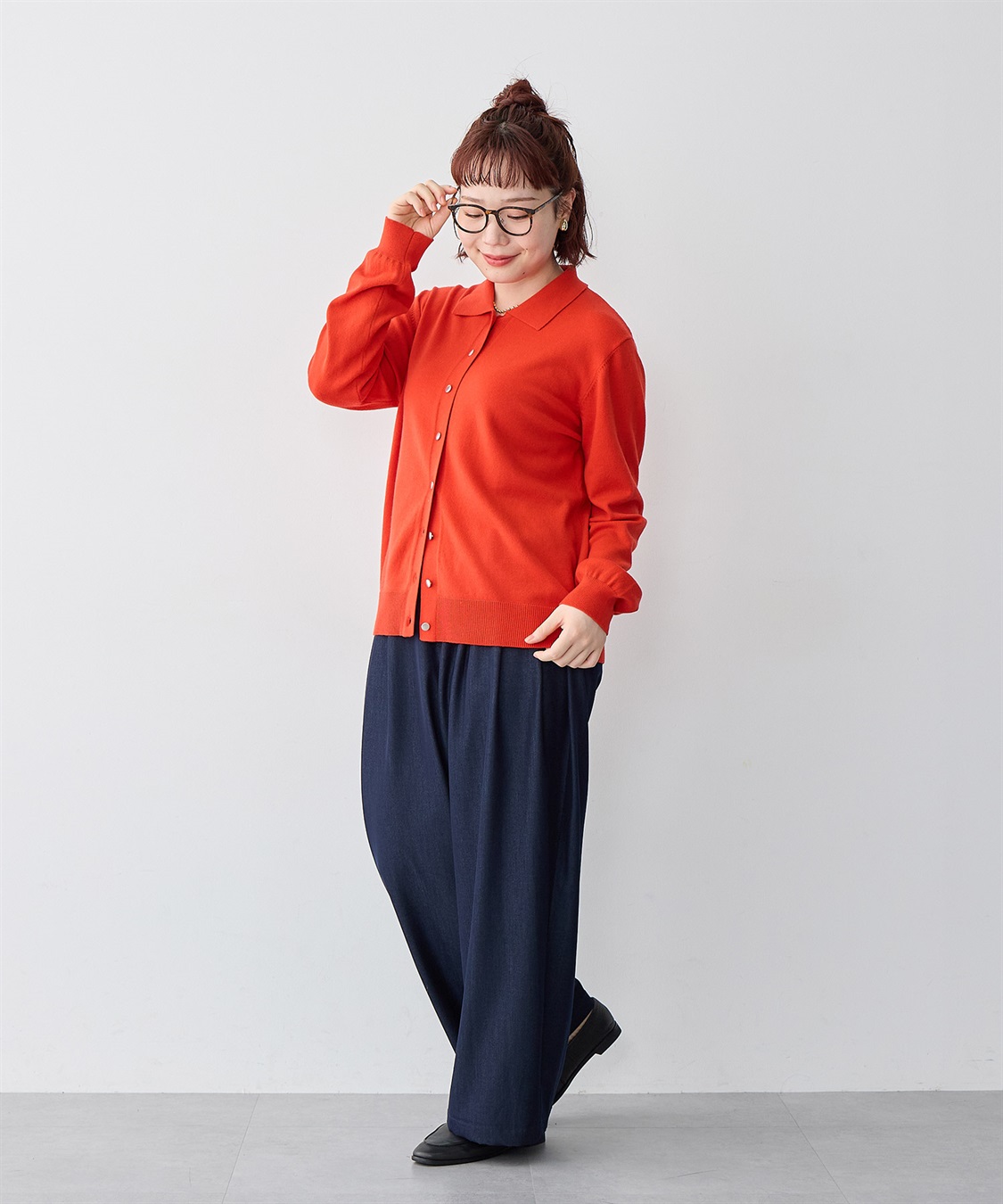 Life Style by cross marche 【anyfee/大きいサイズ】デニムライクタック入りイージーワイドパンツ《低身長サイズ有》_sub_15