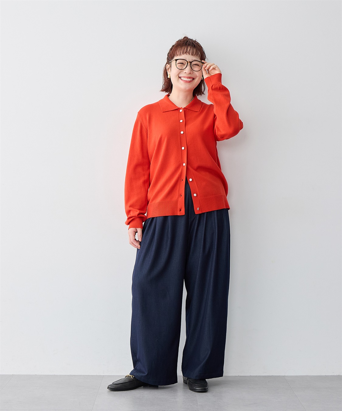 Life Style by cross marche 【anyfee/大きいサイズ】デニムライクタック入りイージーワイドパンツ《低身長サイズ有》_sub_16