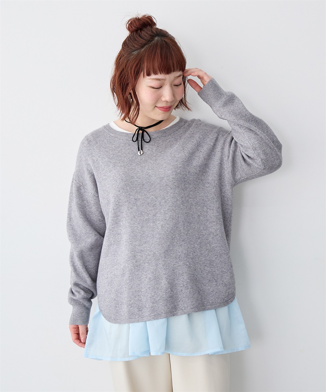 Life Style by cross marche 【anyfee/大きいサイズ】裾ラウンドもっちりカラーニット_sub_3