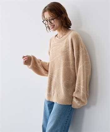 Life Style by cross marche 【anyfee/大きいサイズ】ニュアンス柄ショートフェザーニット(2025AW)_subthumb_11