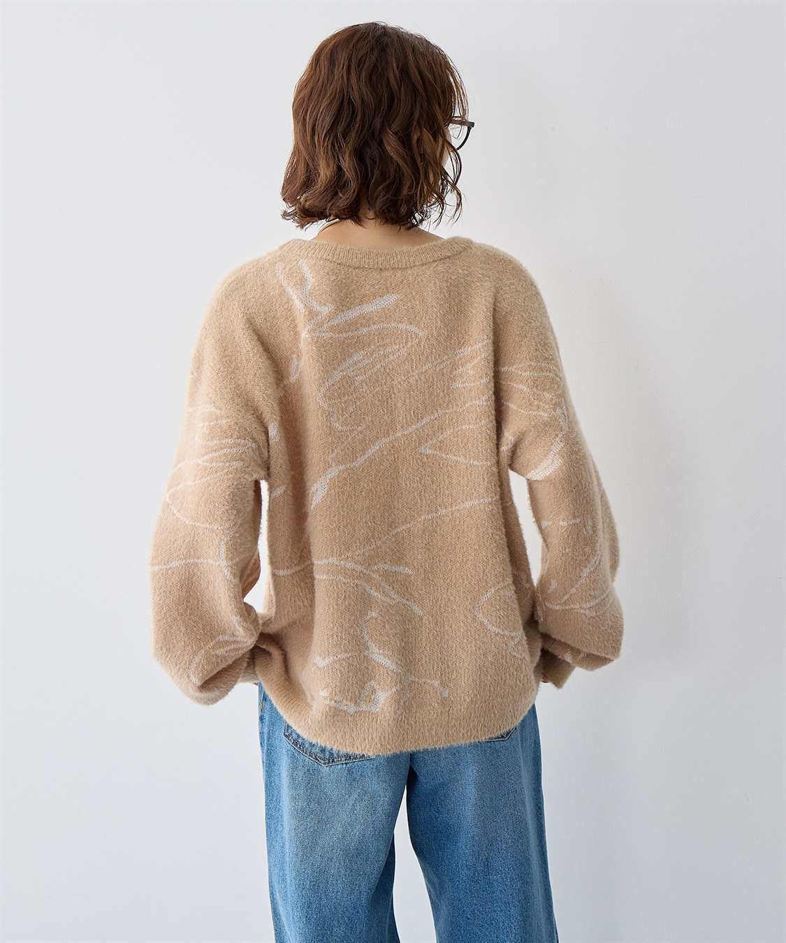 Life Style by cross marche 【anyfee/大きいサイズ】ニュアンス柄ショートフェザーニット(2025AW)_sub_12