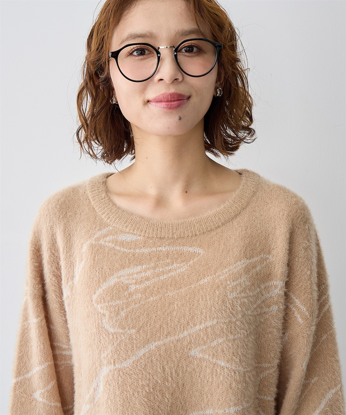 Life Style by cross marche 【anyfee/大きいサイズ】ニュアンス柄ショートフェザーニット(2025AW)_sub_13