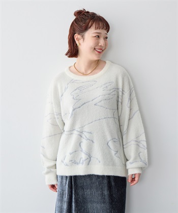 Life Style by cross marche 【anyfee/大きいサイズ】ニュアンス柄ショートフェザーニット(2025AW)_subthumb_16