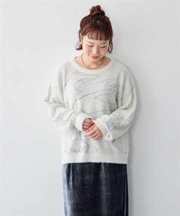 Life Style by cross marche 【anyfee/大きいサイズ】ニュアンス柄ショートフェザーニット(2025AW)_subthumb_17