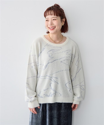 Life Style by cross marche 【anyfee/大きいサイズ】ニュアンス柄ショートフェザーニット(2025AW)_subthumb_18