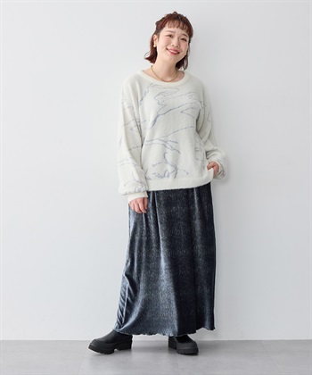 Life Style by cross marche 【anyfee/大きいサイズ】ニュアンス柄ショートフェザーニット(2025AW)_subthumb_21