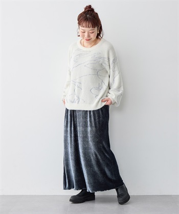 Life Style by cross marche 【anyfee/大きいサイズ】ニュアンス柄ショートフェザーニット(2025AW)_subthumb_22