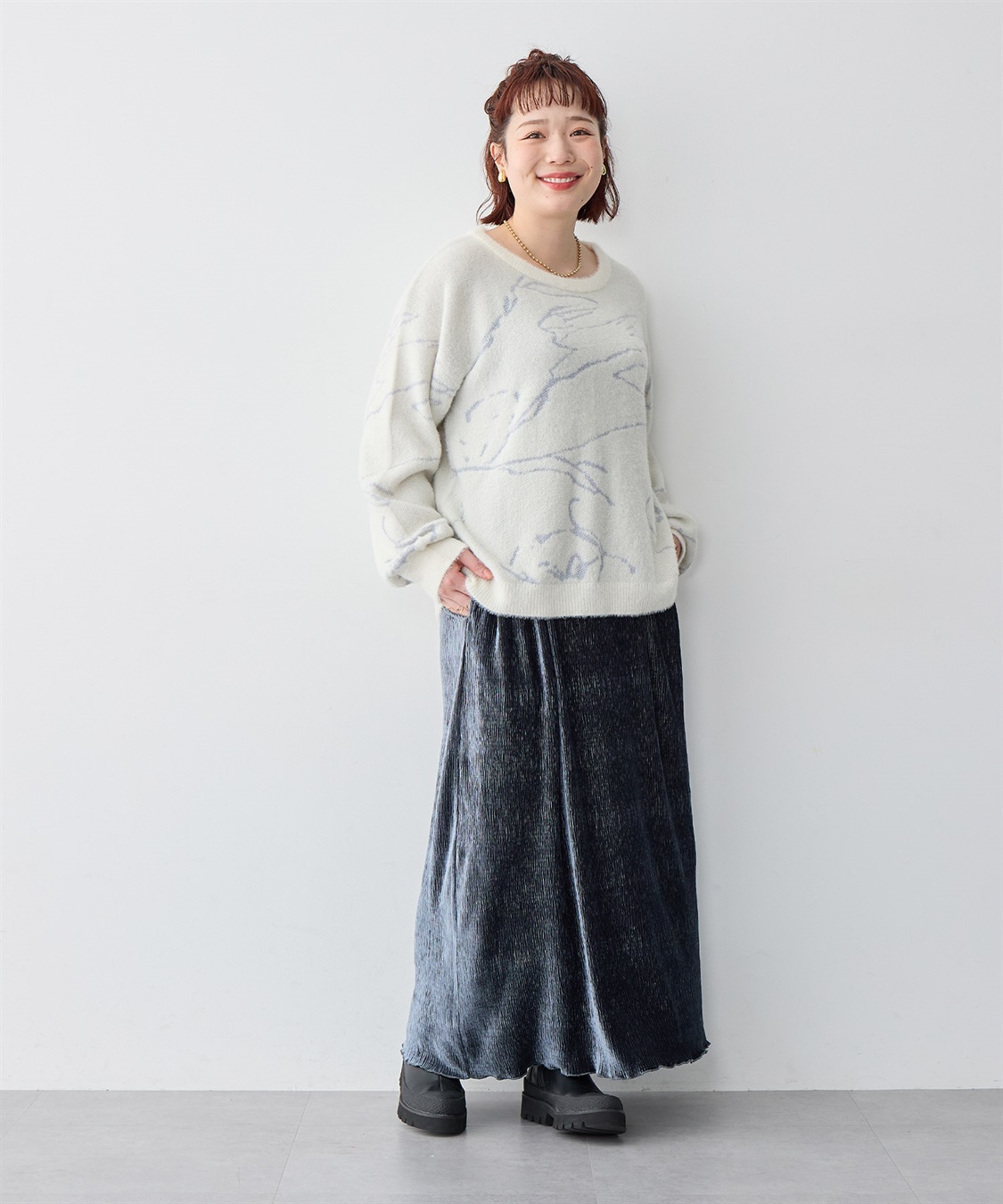 Life Style by cross marche 【anyfee/大きいサイズ】ニュアンス柄ショートフェザーニット(2025AW)_sub_23