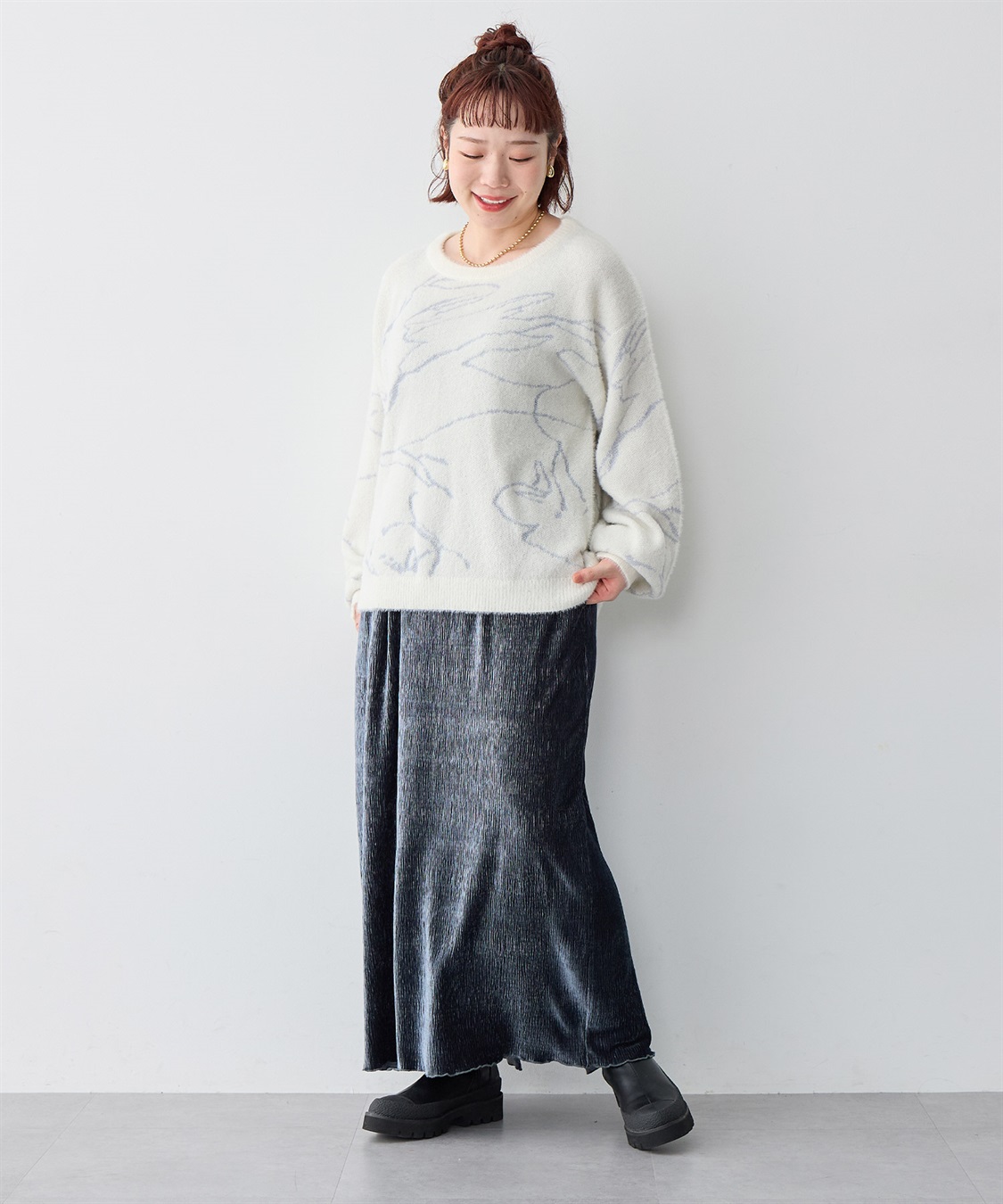 Life Style by cross marche 【anyfee/大きいサイズ】ニュアンス柄ショートフェザーニット(2025AW)_sub_24