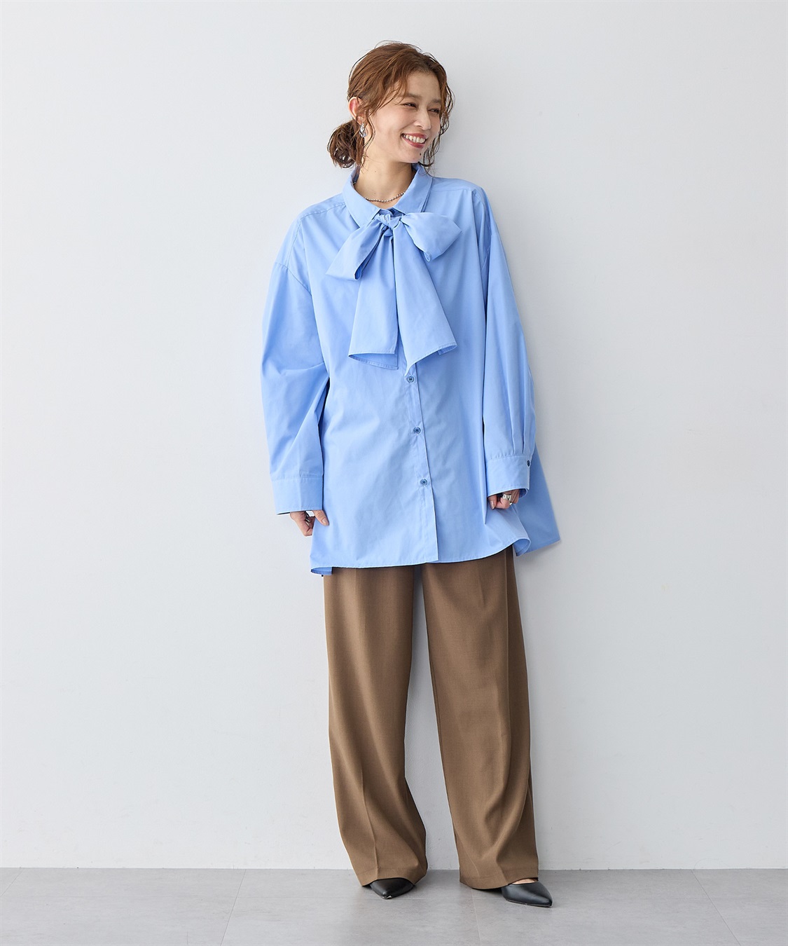 anyfee 【anyfee/大きいサイズ】2way衿付きBIGボウタイシャツ_sub_3