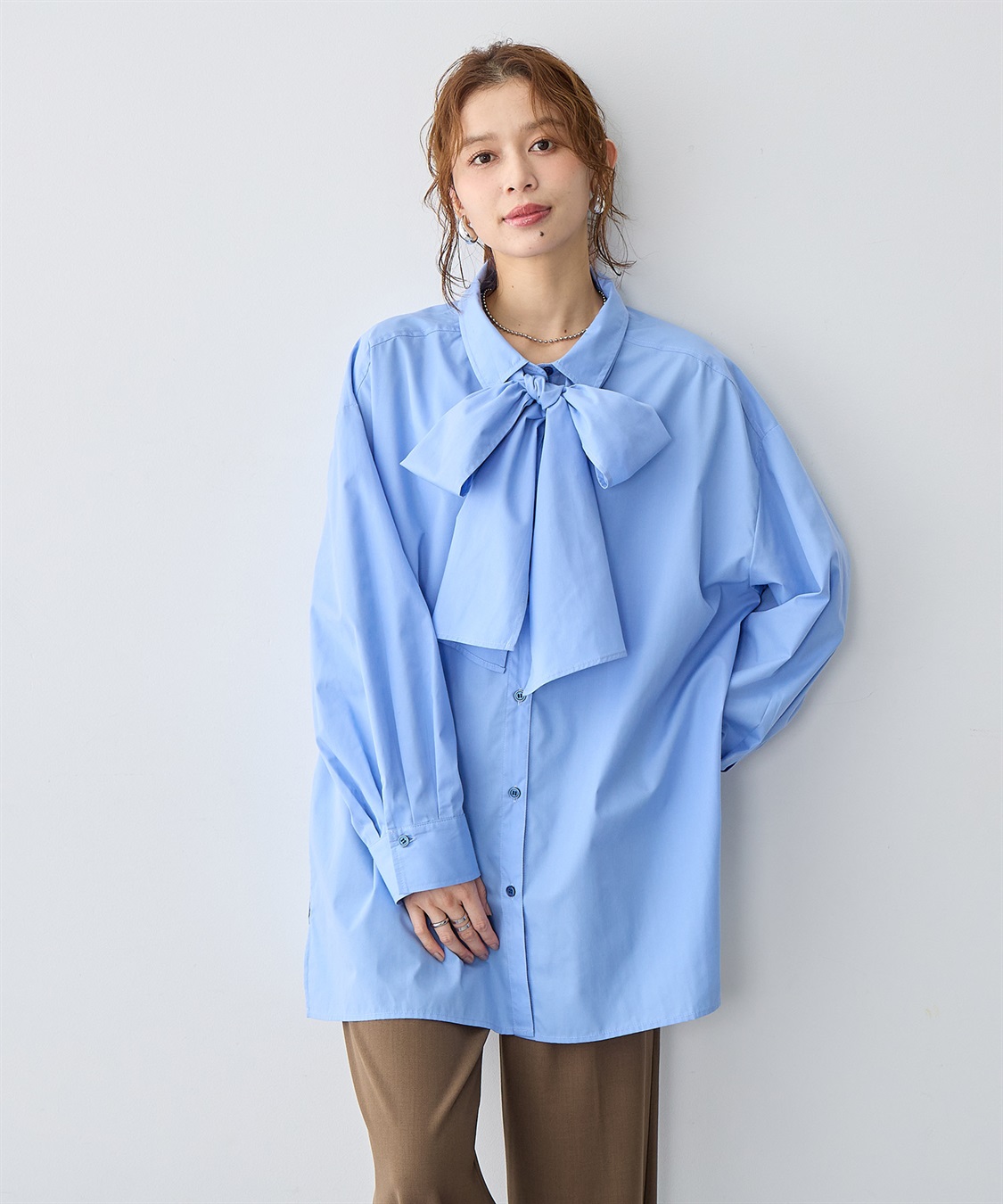 anyfee 【anyfee/大きいサイズ】2way衿付きBIGボウタイシャツ_sub_5