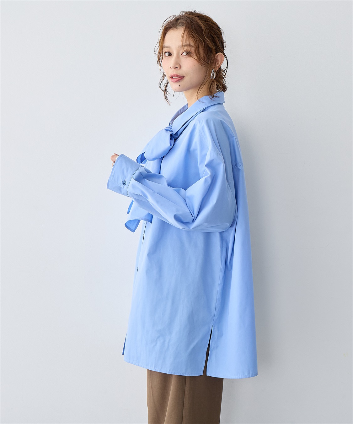 anyfee 【anyfee/大きいサイズ】2way衿付きBIGボウタイシャツ_sub_6