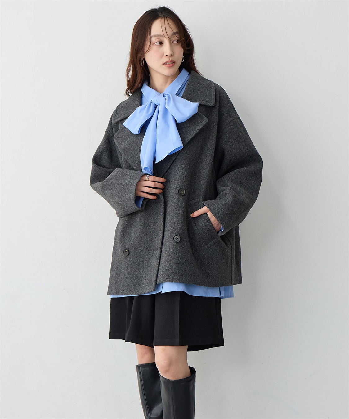 anyfee 【anyfee/大きいサイズ】2way衿付きBIGボウタイシャツ_sub_7