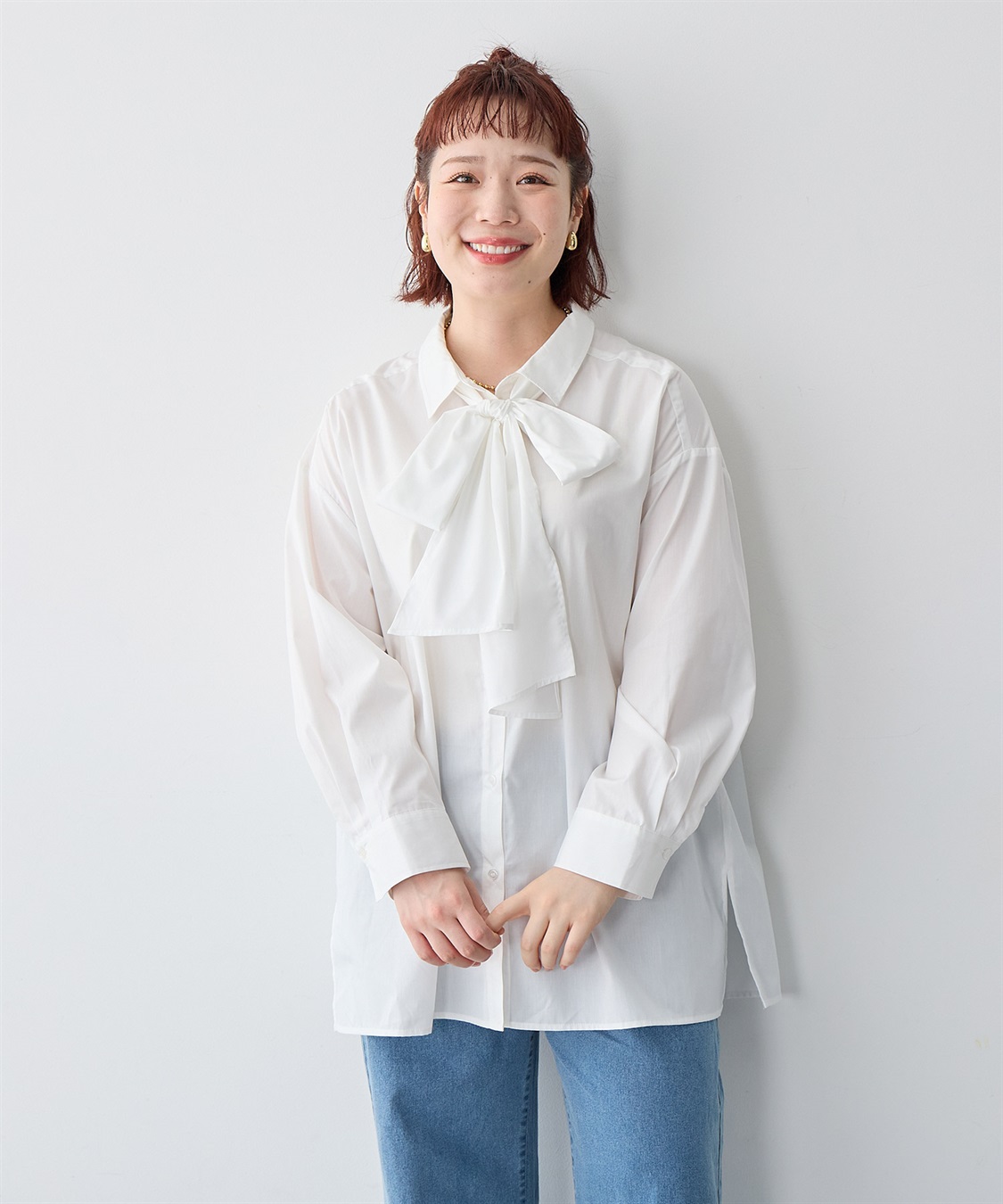 anyfee 【anyfee/大きいサイズ】2way衿付きBIGボウタイシャツ_sub_13