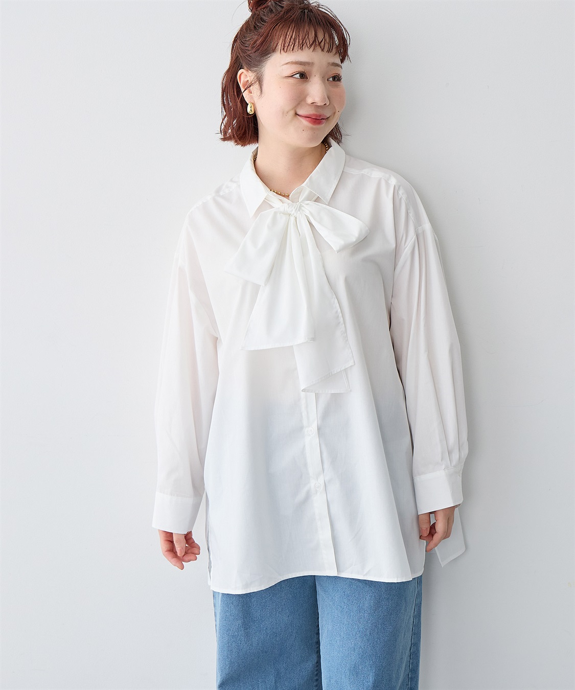 anyfee 【anyfee/大きいサイズ】2way衿付きBIGボウタイシャツ_sub_14