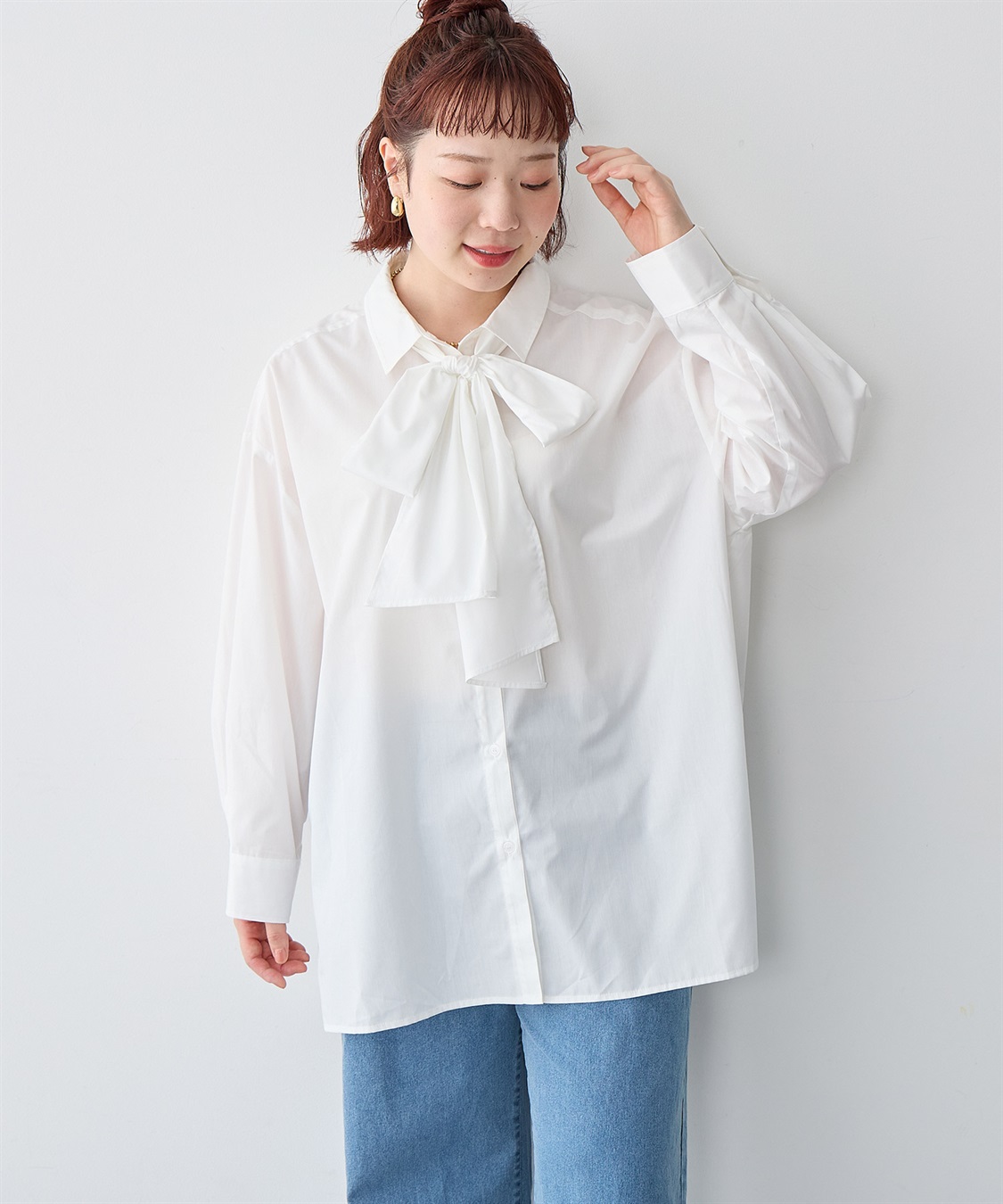 anyfee 【anyfee/大きいサイズ】2way衿付きBIGボウタイシャツ_sub_15