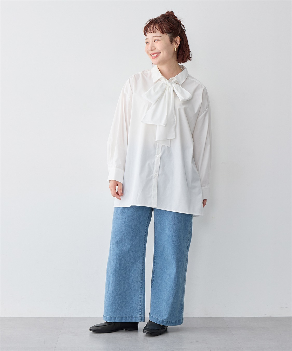 anyfee 【anyfee/大きいサイズ】2way衿付きBIGボウタイシャツ_sub_18