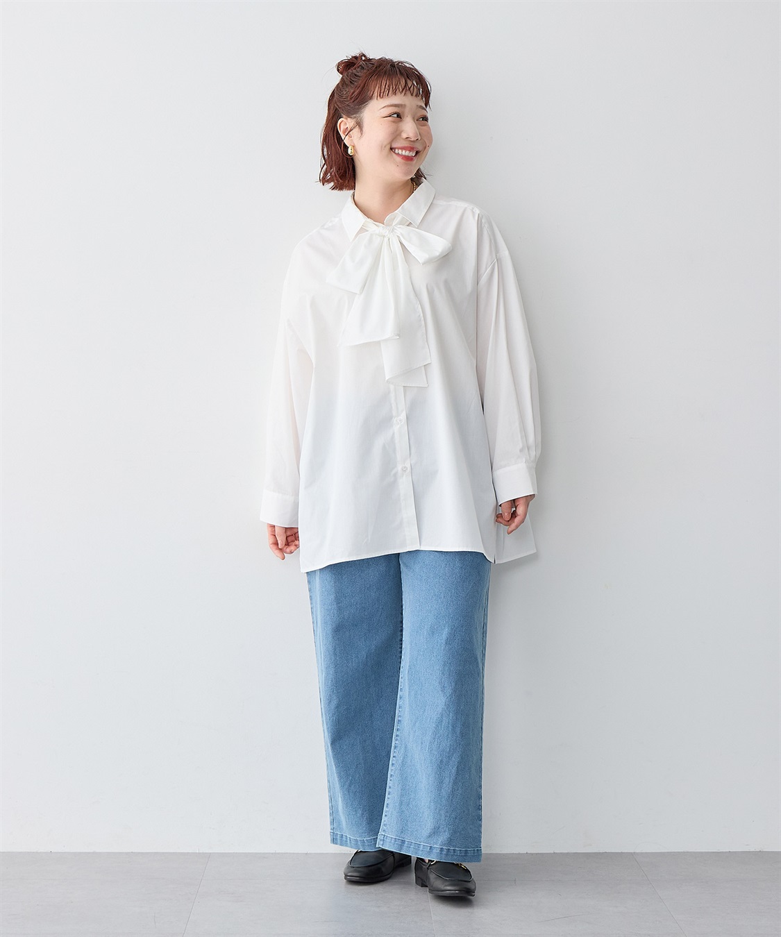 anyfee 【anyfee/大きいサイズ】2way衿付きBIGボウタイシャツ_sub_19