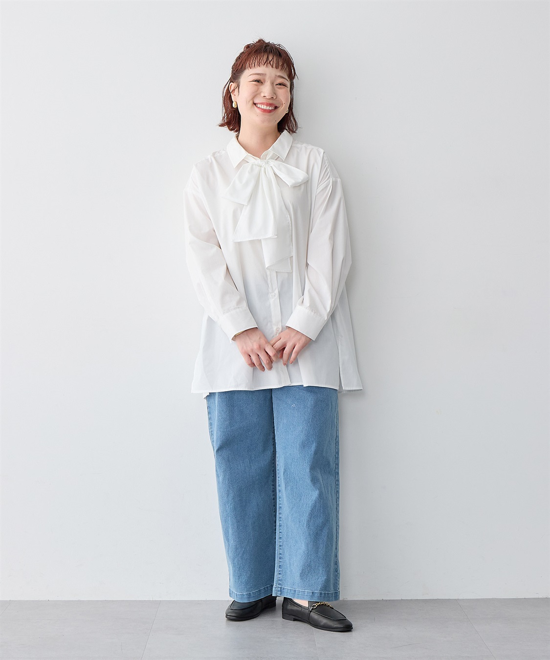 anyfee 【anyfee/大きいサイズ】2way衿付きBIGボウタイシャツ_sub_20