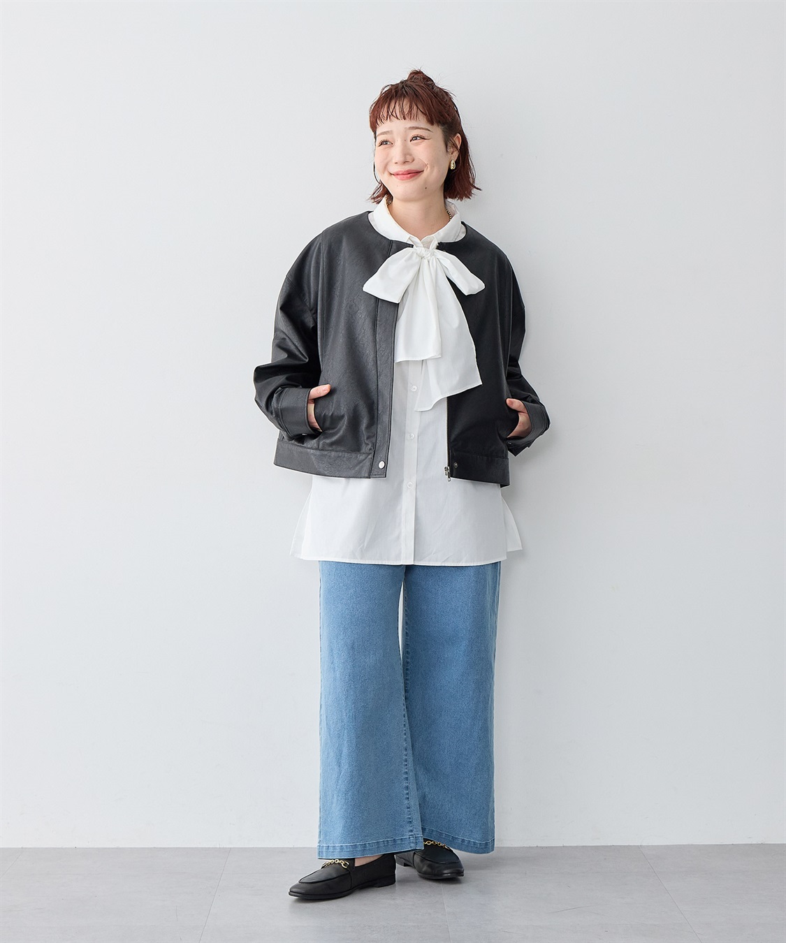 anyfee 【anyfee/大きいサイズ】2way衿付きBIGボウタイシャツ_sub_22