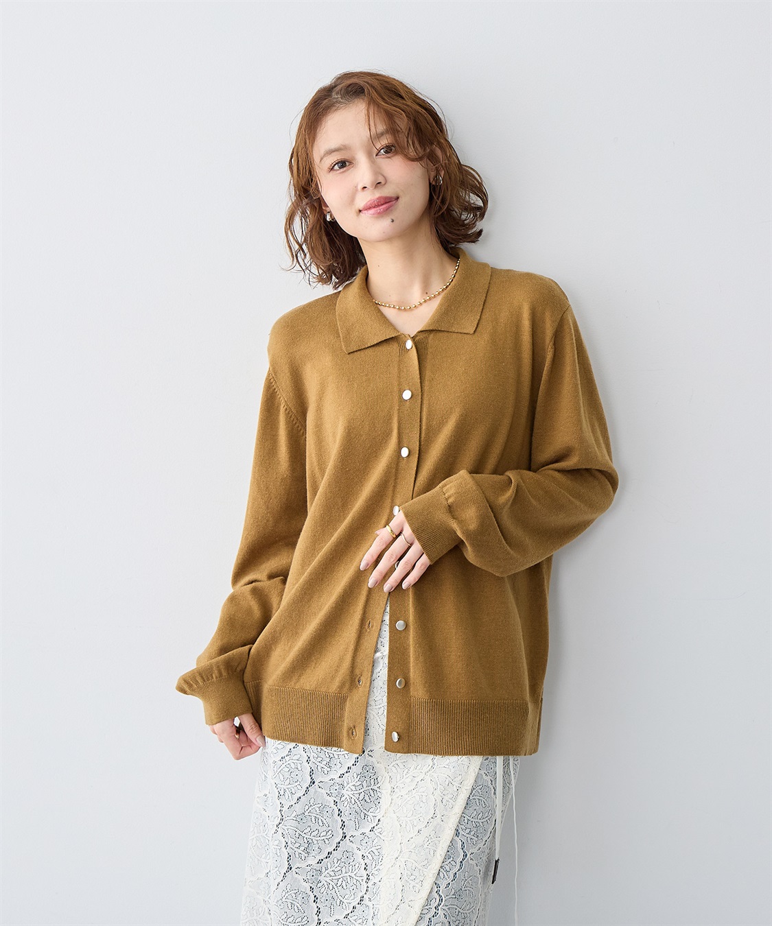 anyfee 【anyfee/大きいサイズ】衿付きポロカーディガン◆新色追加◆_sub_4