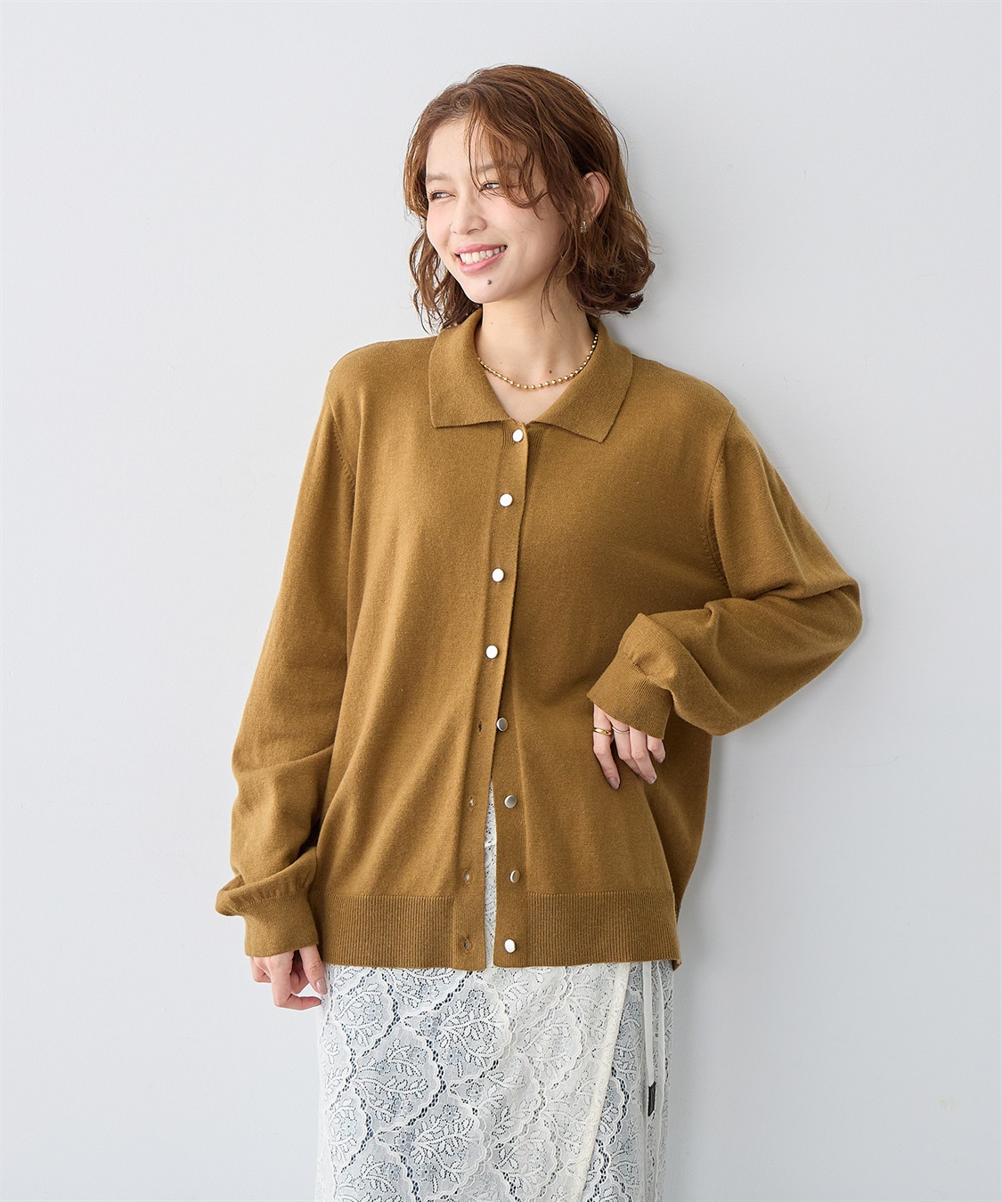 anyfee 【anyfee/大きいサイズ】衿付きポロカーディガン◆新色追加◆_sub_5