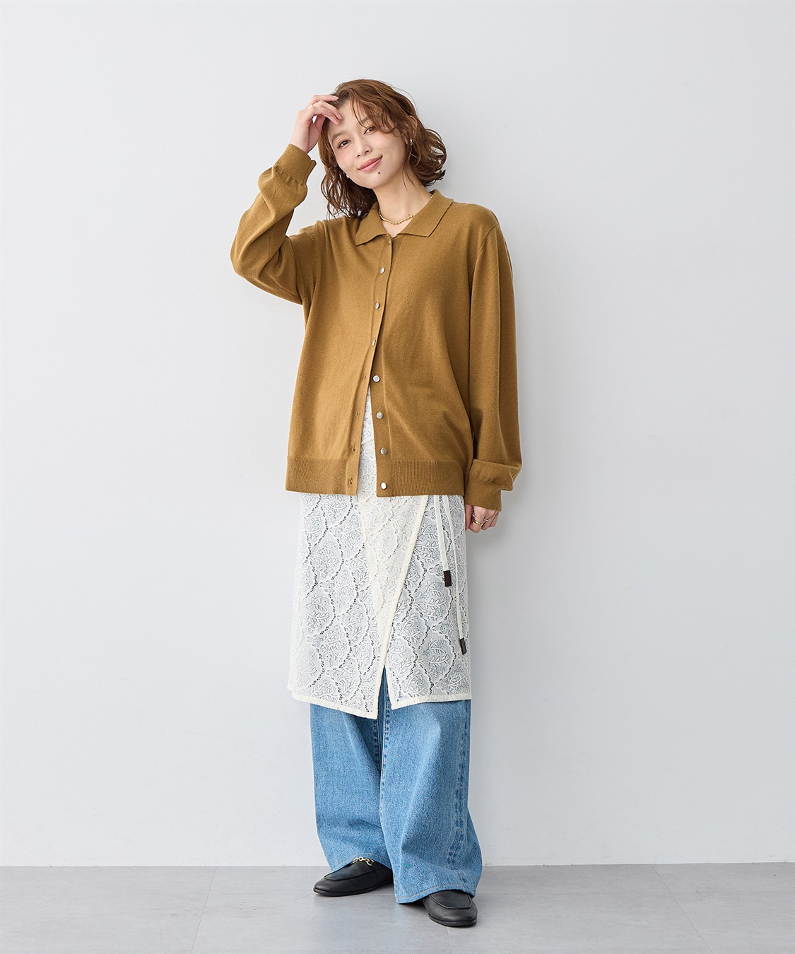 anyfee 【anyfee/大きいサイズ】衿付きポロカーディガン◆新色追加◆_sub_7