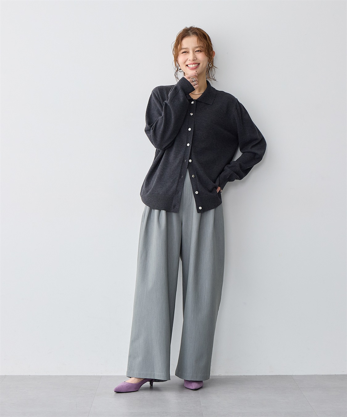 anyfee 【anyfee/大きいサイズ】衿付きポロカーディガン◆新色追加◆_sub_9