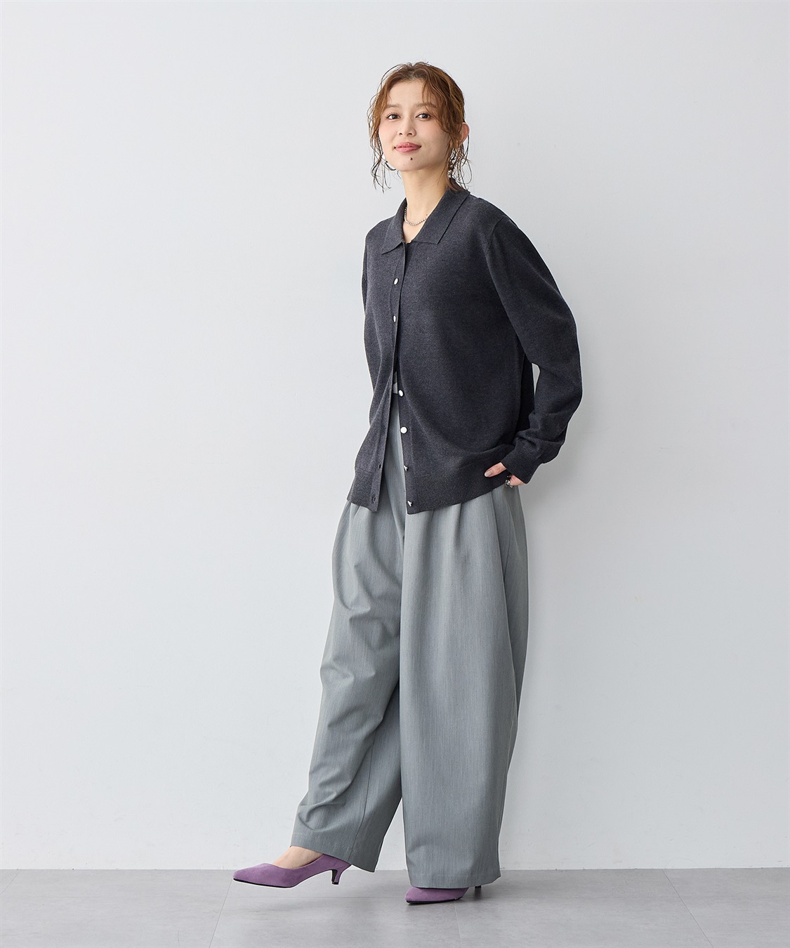 anyfee 【anyfee/大きいサイズ】衿付きポロカーディガン◆新色追加◆_sub_10