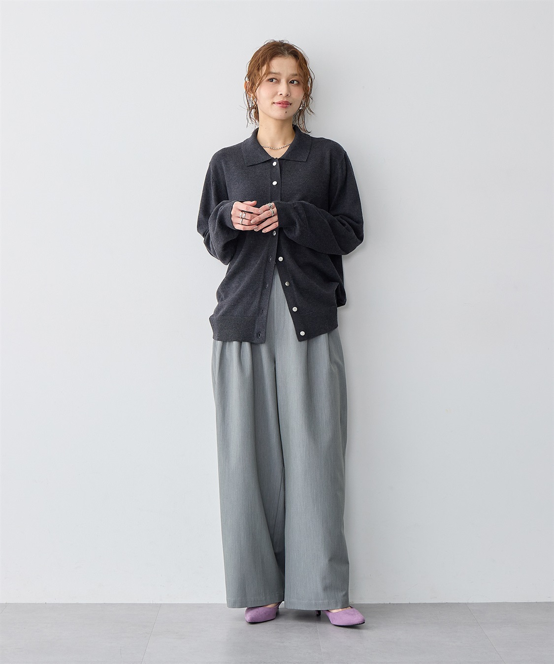 anyfee 【anyfee/大きいサイズ】衿付きポロカーディガン◆新色追加◆_sub_11