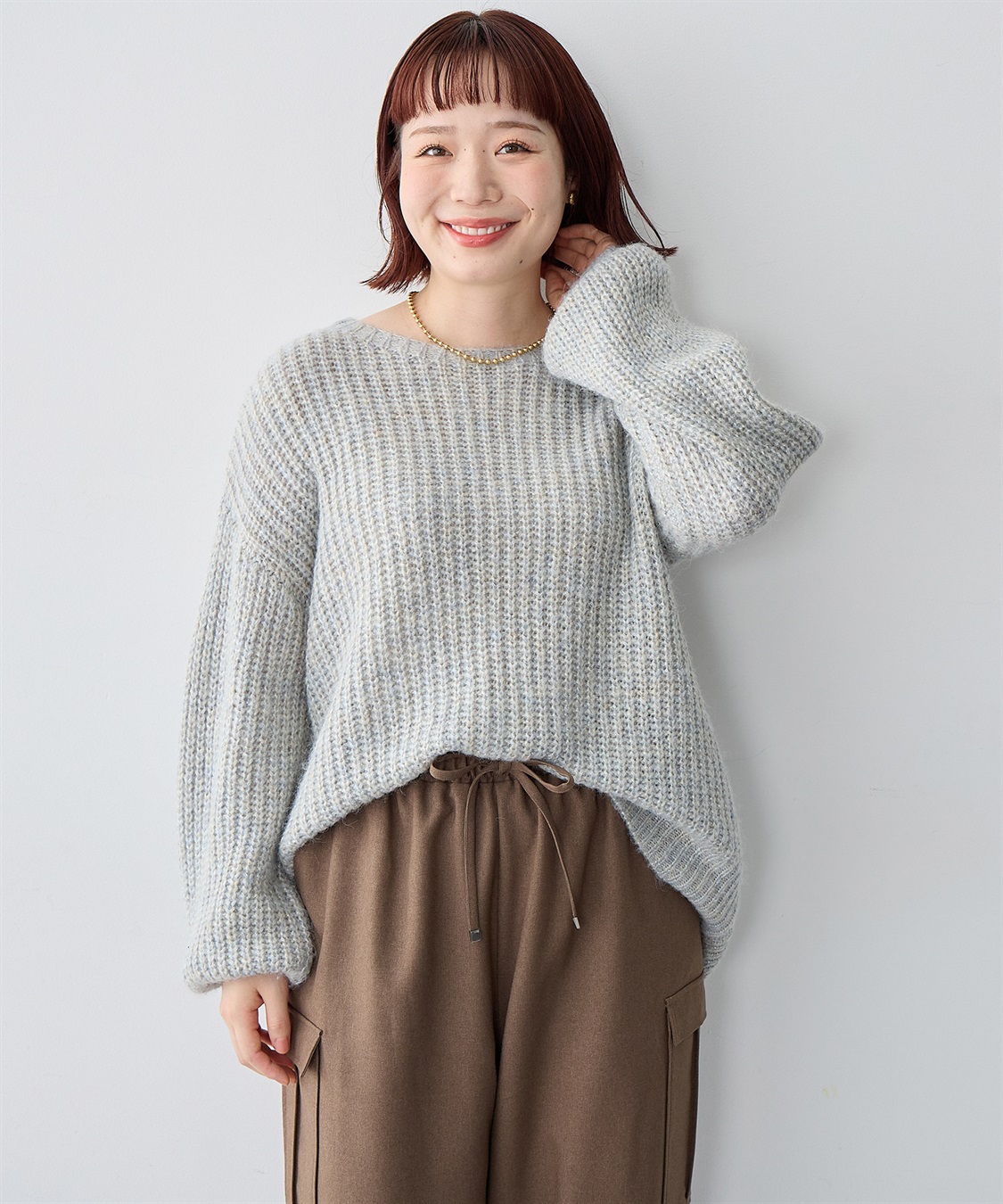 Life Style by cross marche 【anyfee/大きいサイズ】ラメ混畦編みルーズニット_sub_1