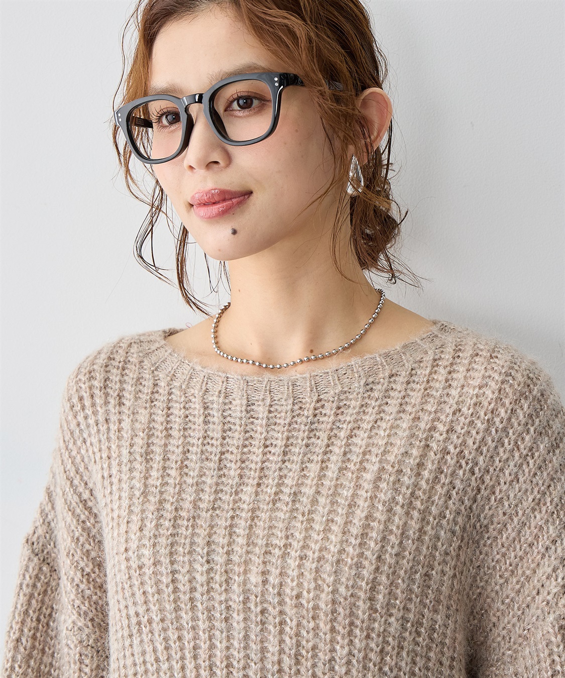 Life Style by cross marche 【anyfee/大きいサイズ】ラメ混畦編みルーズニット_sub_7