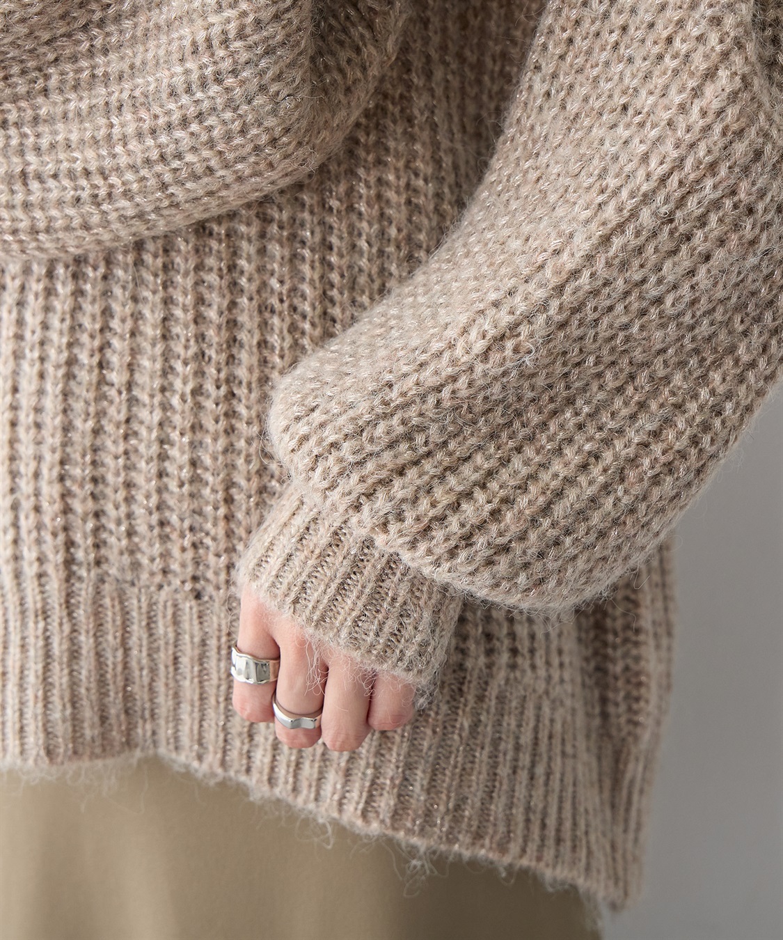 Life Style by cross marche 【anyfee/大きいサイズ】ラメ混畦編みルーズニット_sub_8