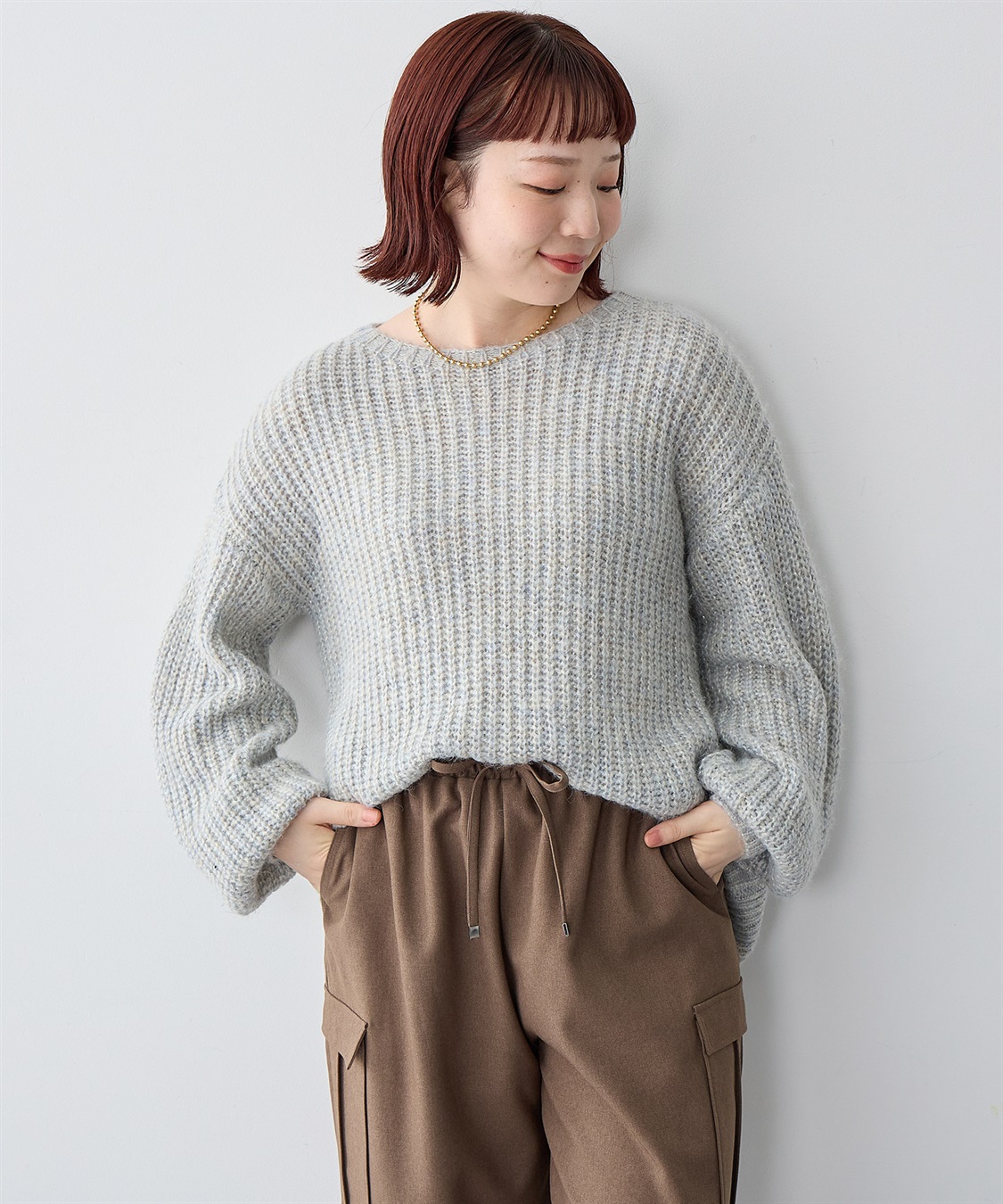 Life Style by cross marche 【anyfee/大きいサイズ】ラメ混畦編みルーズニット_sub_10