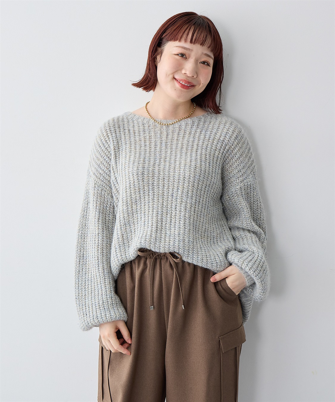 Life Style by cross marche 【anyfee/大きいサイズ】ラメ混畦編みルーズニット_sub_11