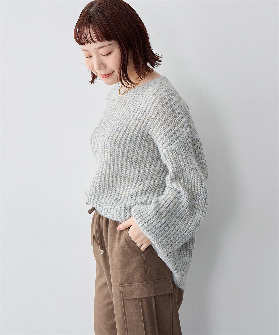 Life Style by cross marche 【anyfee/大きいサイズ】ラメ混畦編みルーズニット_sub_13