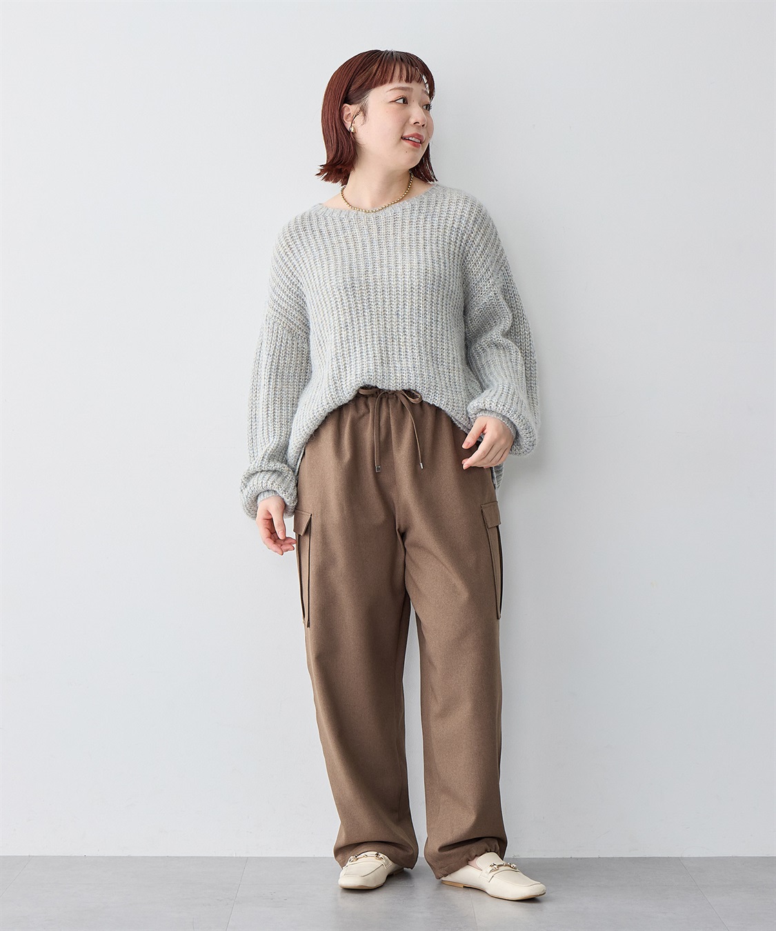 Life Style by cross marche 【anyfee/大きいサイズ】ラメ混畦編みルーズニット_sub_22