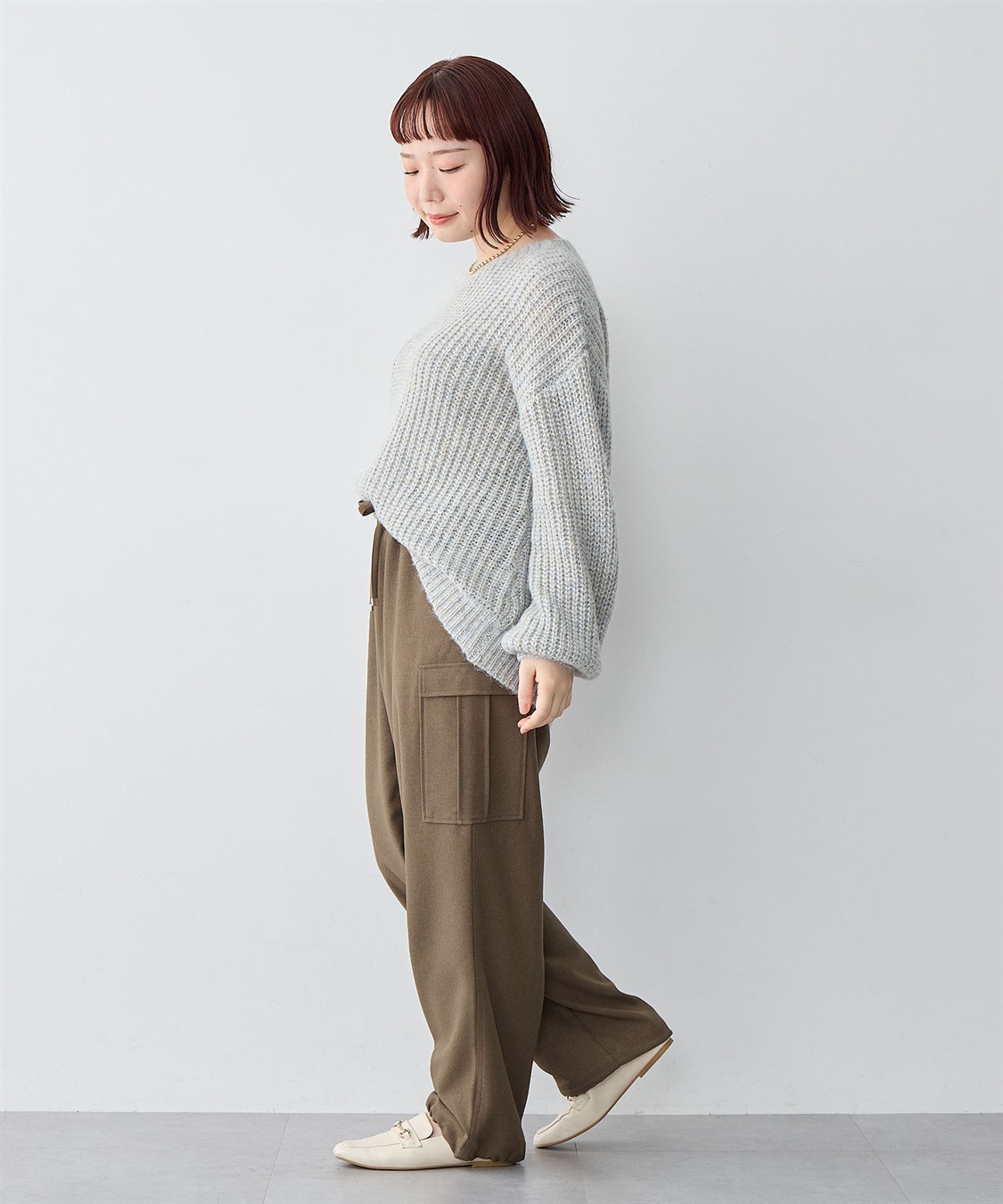 Life Style by cross marche 【anyfee/大きいサイズ】ラメ混畦編みルーズニット_sub_24