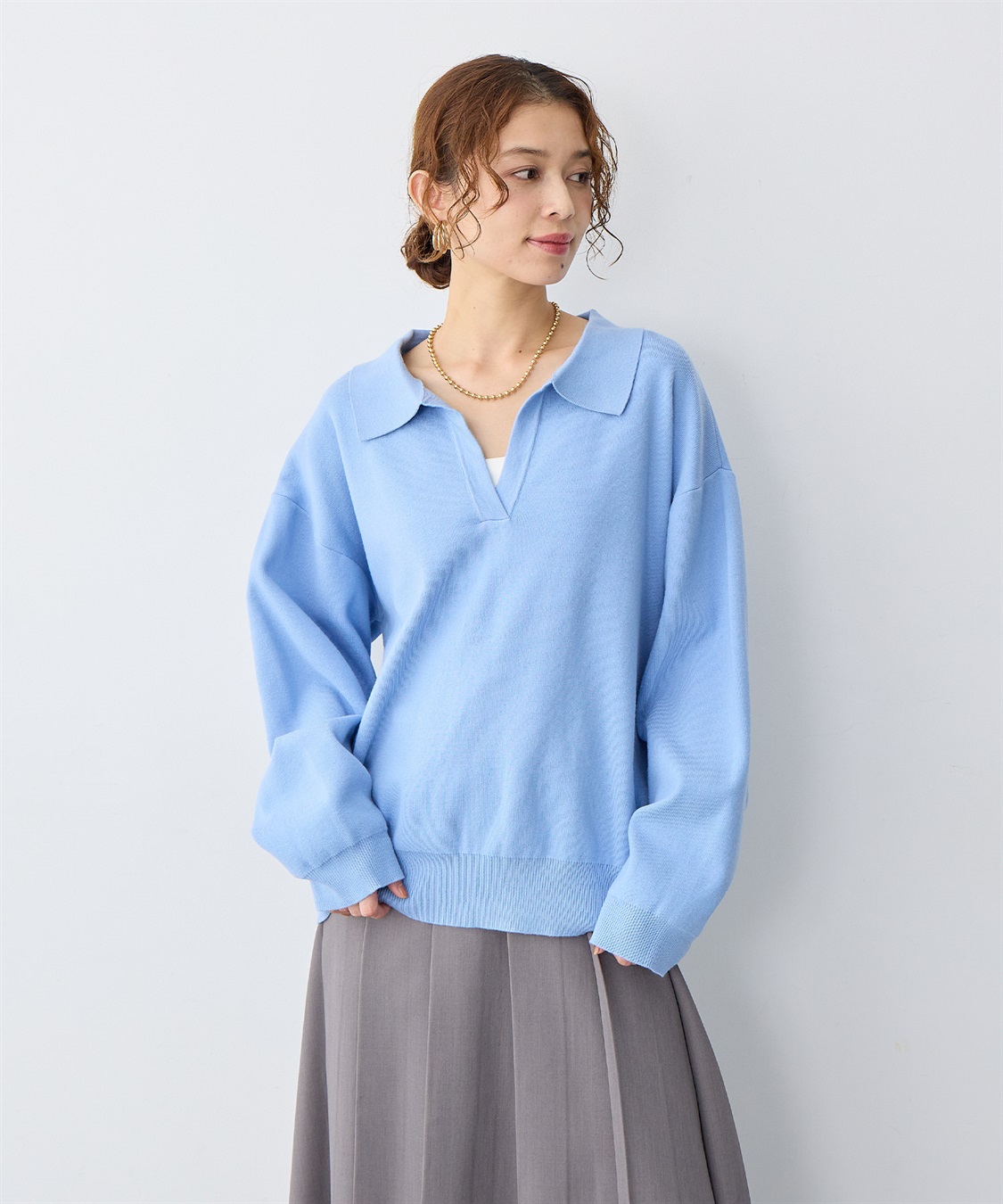 anyfee 【anyfee/大きいサイズ】ポロスキッパーニットプルオーバー《セットアップ対応》_sub_1