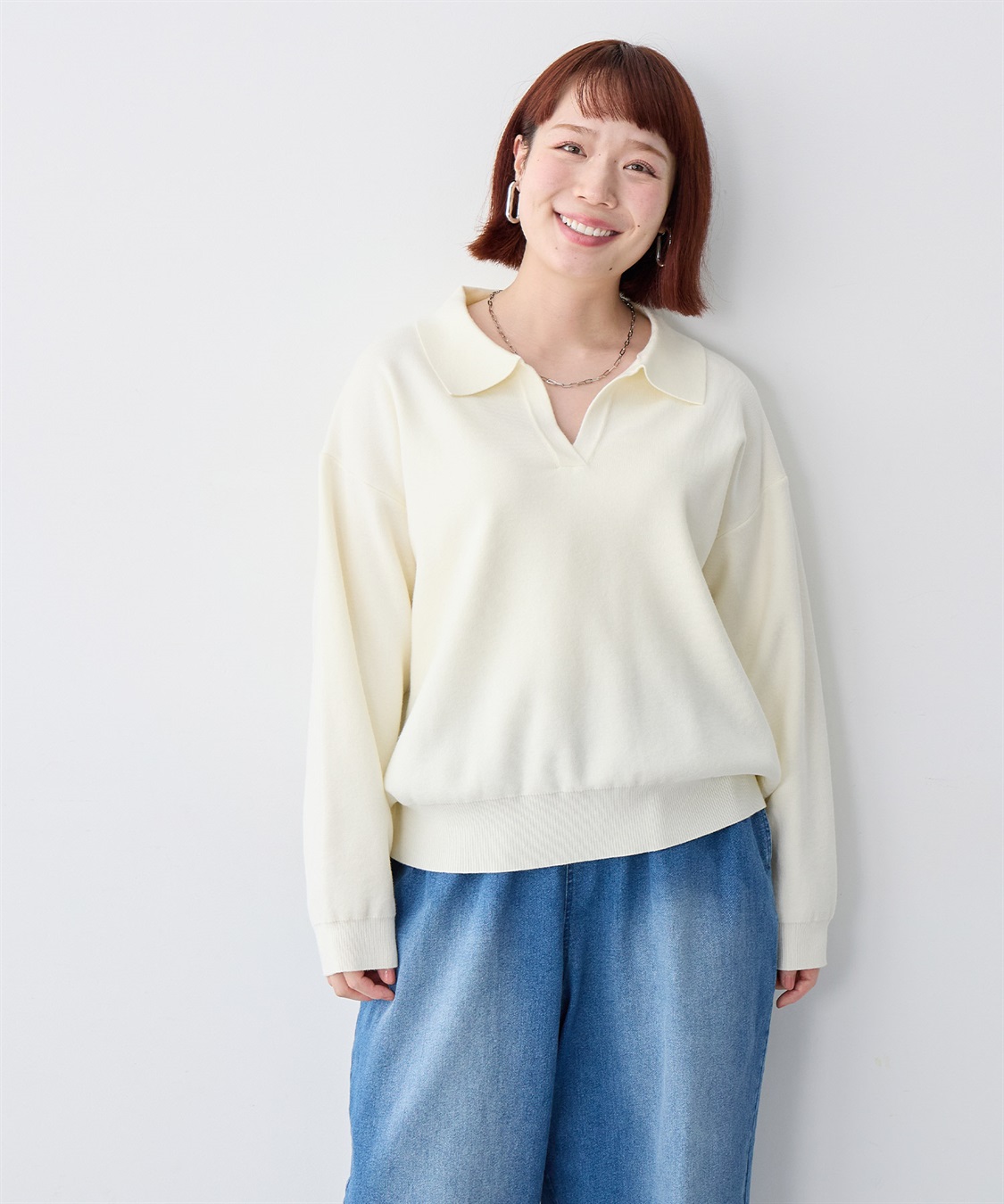 anyfee 【anyfee/大きいサイズ】ポロスキッパーニットプルオーバー《セットアップ対応》_sub_2