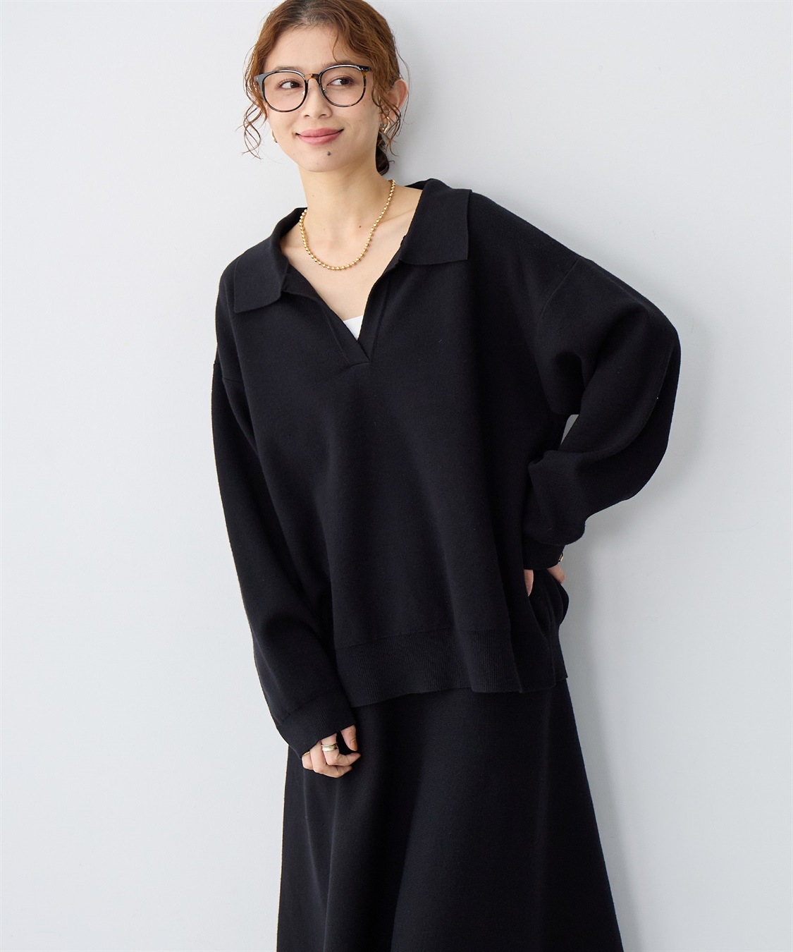 anyfee 【anyfee/大きいサイズ】ポロスキッパーニットプルオーバー《セットアップ対応》_sub_3