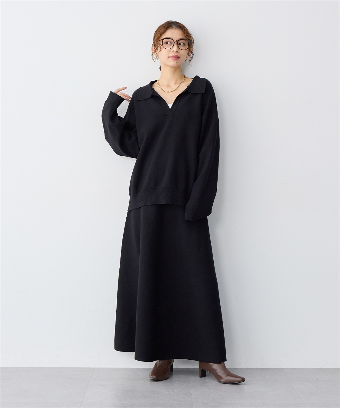 anyfee 【anyfee/大きいサイズ】ポロスキッパーニットプルオーバー《セットアップ対応》_sub_4